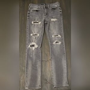 Aeropostale Mens Skinny Jeans Grey Size 30x30 Distressed Denim Men’s Pants